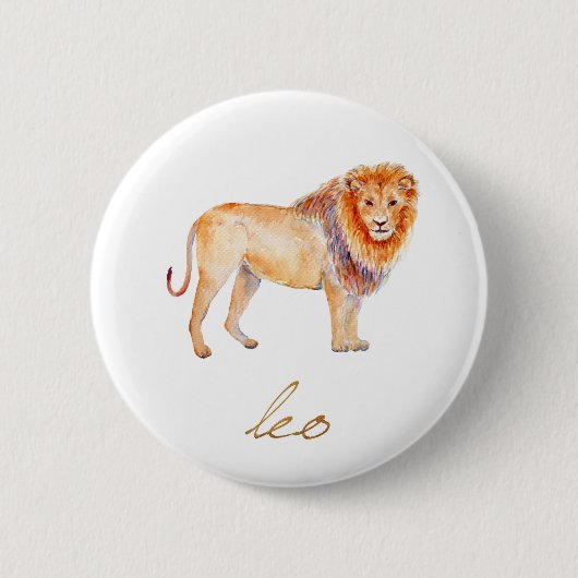 Waterverf Leo Lion Ronde Button 5,7 Cm (Voorkant)