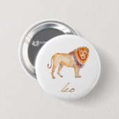 Waterverf Leo Lion Ronde Button 5,7 Cm (Voorkant /achterkant)