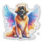Waterverf Leonberger Hond Engel Sticker (Voorkant)