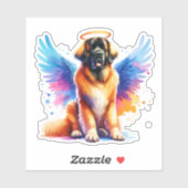 Waterverf Leonberger Hond Engel Sticker (Vel)