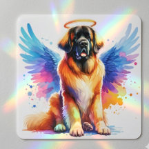Waterverf Leonberger Hond Engel