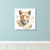 Waterverf Leoness Canvas Afdruk (Insitu (Houten vloer))