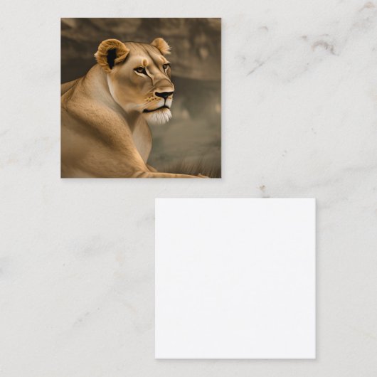 Waterverf Leoness Vierkante Visitekaartje (Voorkant / Achterkant)