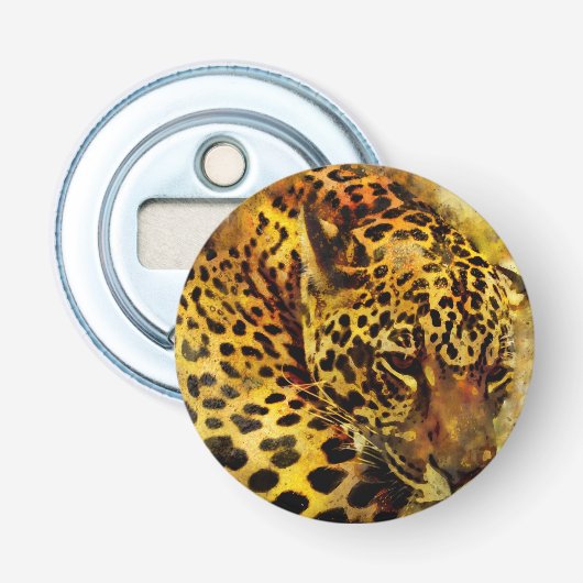 Waterverf Leopard Button Flesopener (Voorkant)