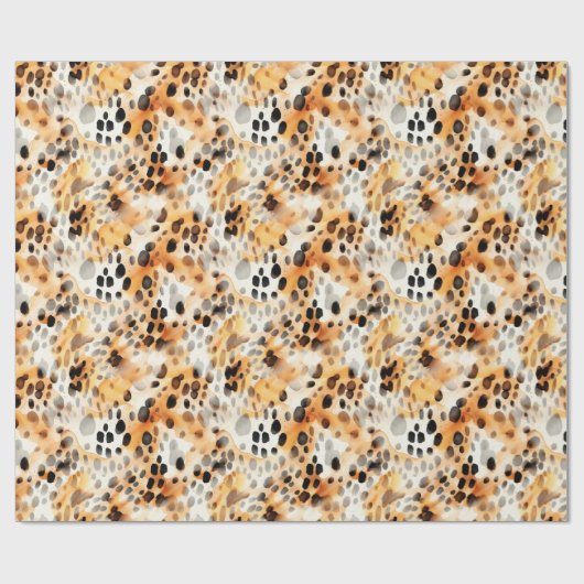 Waterverf Leopard Print Wrapping Paper Cadeaupapier (Vlak)