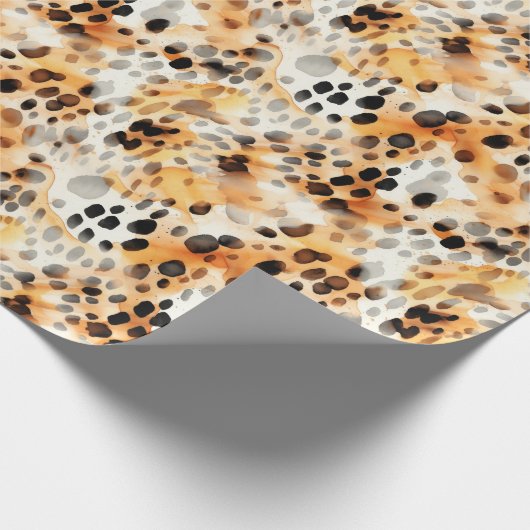 Waterverf Leopard Print Wrapping Paper Cadeaupapier (Hoek)