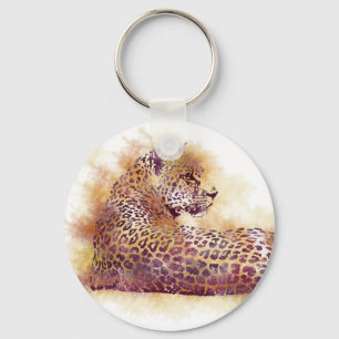 Waterverf Leopard Sleutelhanger
