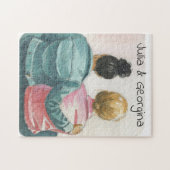 Waterverf Lesbisch Paar Gepersonaliseerd Legpuzzel (Horizontaal)