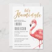 Waterverf Let's Flamingle in Gold | VRIJGEZELLENFE Kaart (Voorkant)