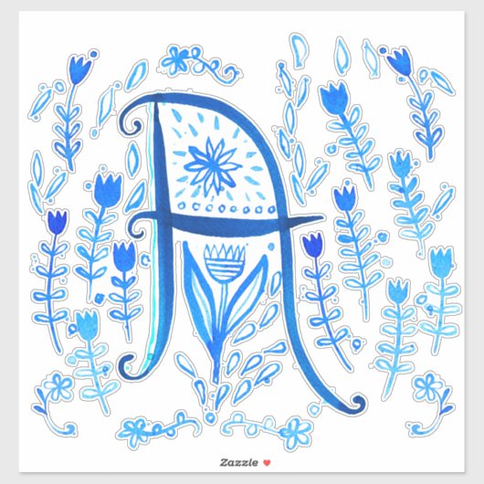 Waterverf Letter A Dropcap Sticker (Vel)