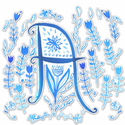 Waterverf Letter A Dropcap Sticker (Voorkant)