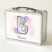 Waterverf letter B met paarse bloemen (Achterkant)