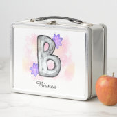 Waterverf letter B met paarse bloemen (In situ)