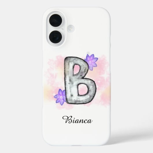 Waterverf letter B met paarse bloemen Case-Mate iPhone Case (Achterkant)