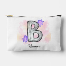 Waterverf letter B met paarse bloemen Etui