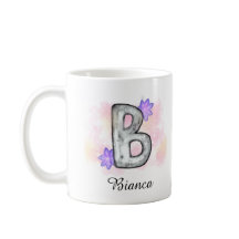 Waterverf letter B met paarse bloemen