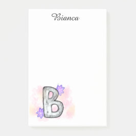Waterverf letter B met paarse bloemen Post-it® Notes
