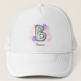 Waterverf letter B met paarse bloemen Trucker Pet