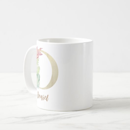 Waterverf letter D met dinosaurus Koffiemok (Voorkant links)