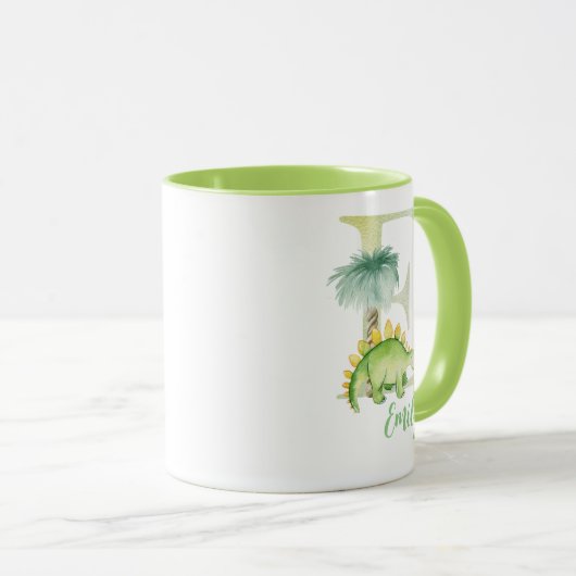 Waterverf letter E met dinosaurus Mok (Voorkant rechts)