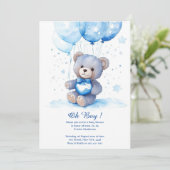 Waterverf Leuk Beer Baby shower Uitnodiging (Staand voorkant)