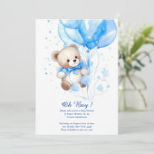 Waterverf Leuk Beer Jongen Baby shower Uitnodiging (Staand voorkant)