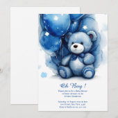 Waterverf Leuk Beer Jongen Baby shower Uitnodiging (Voorkant / Achterkant)