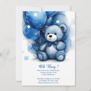 Waterverf Leuk Beer Jongen Baby shower Uitnodiging