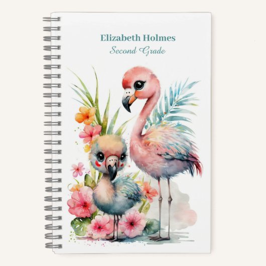 Waterverf Leuk Flamingo's Spiraalvormig Notitieboe Notitieboek (Voorkant)