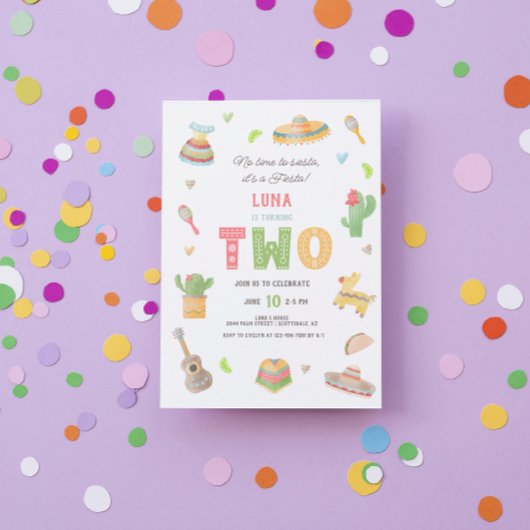 Waterverf Leuk Mexicaans Fiesta 2e Verjaardagsfees Kaart