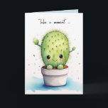 Waterverf Leuk Potted Succulent Kaart<br><div class="desc">Leuke waterverf succulent in een potje om aan je te denken. Tekst kan worden bewerkt.</div>