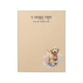 Waterverf Leuke Abrikoos Goldendoodle Monogrammed Notitieblok (Linkerzijde)