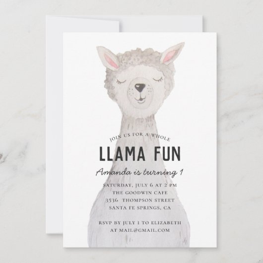 Waterverf leuke alpaca. Llama leuk verjaardagsfees Kaart (Voorkant)