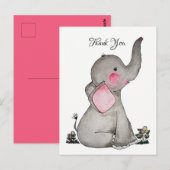Waterverf Leuke Baby olifant met kleine bloemetjes Briefkaart (Voorkant / Achterkant)