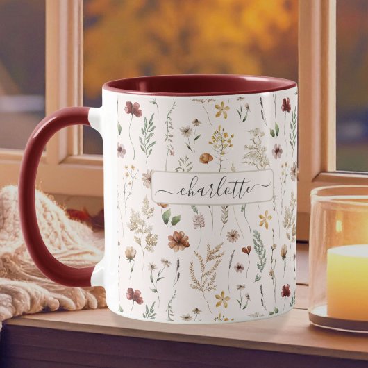 Waterverf Leuke Bloem Wilde Bloemen Patroon Mok
