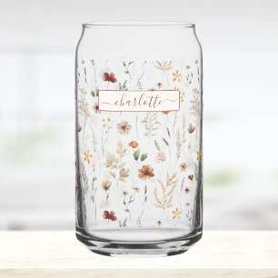 Waterverf Leuke Bloemenpatroon Persoonlijk Blikvorm Glas