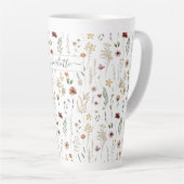 Waterverf Leuke Bloemige Wilde Bloemen Patroon Latte Mok (Rechterhoek)