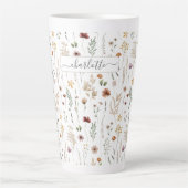 Waterverf Leuke Bloemige Wilde Bloemen Patroon Latte Mok (Voorkant)