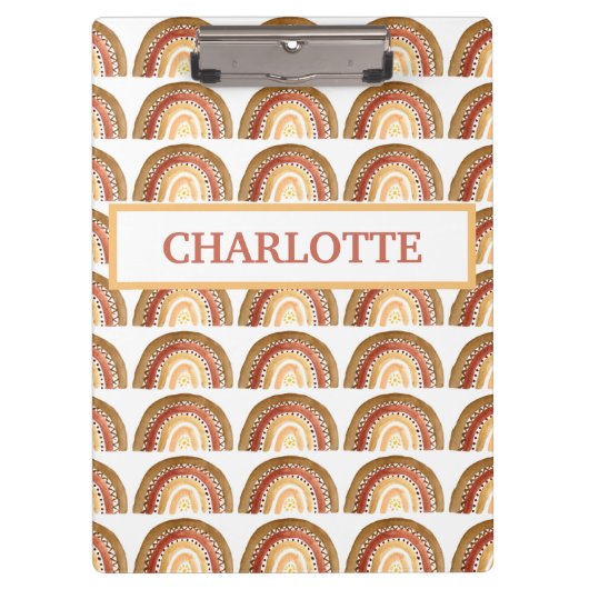 Waterverf Leuke Boho Pastel Kinder Meisje Rainbow Klembord (Voorkant)