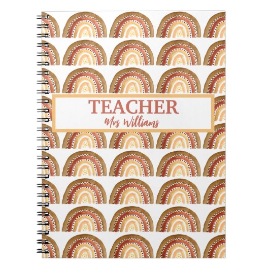 Waterverf Leuke Boho Pastel Leraar Rainbow Notitieboek (Voorkant)
