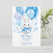 Waterverf Leuke Bunny Baby shower Uitnodiging (Staand voorkant)