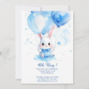 Waterverf Leuke Bunny Baby shower Uitnodiging