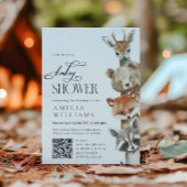 Waterverf Leuke Dieren Moderne QR Code Uitnodiging