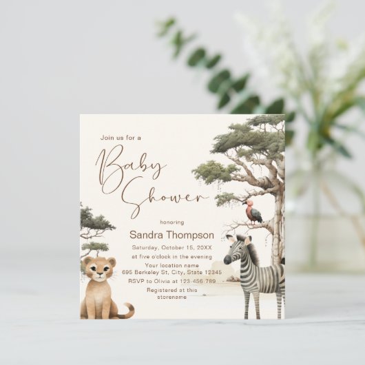 Waterverf Leuke Dieren Wildlife Baby shower Kaart (Staand voorkant)