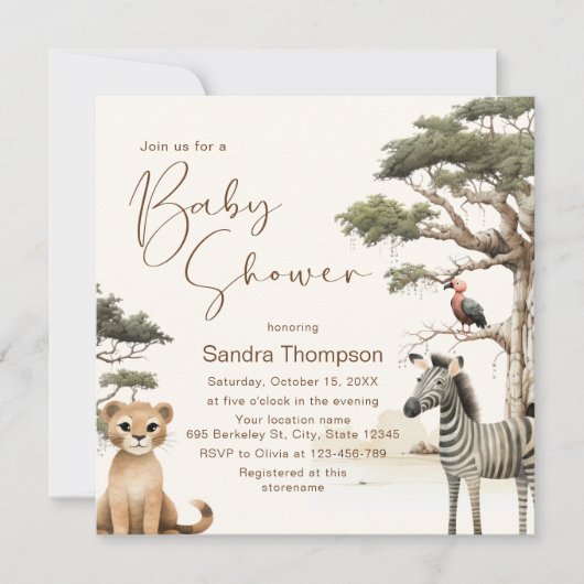 Waterverf Leuke Dieren Wildlife Baby shower Kaart (Voorkant)