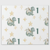 waterverf leuke draak verjaardag cadeaupapier (Vlak)