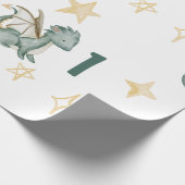 waterverf leuke draak verjaardag cadeaupapier (Hoek)