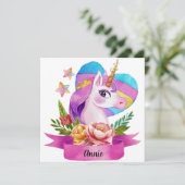 Waterverf Leuke Eenhoorn Hart Aangepaste Naam (Staand voorkant)