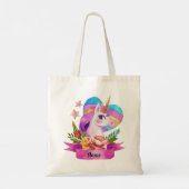 Waterverf Leuke Eenhoorn Hart Aangepaste Naam Tote Bag (Achterkant)