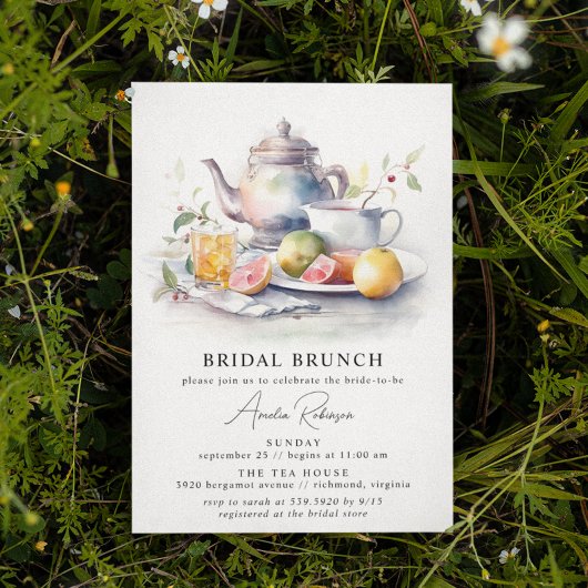 Waterverf | Leuke Elegante Moderne Bruidsbrunch Kaart